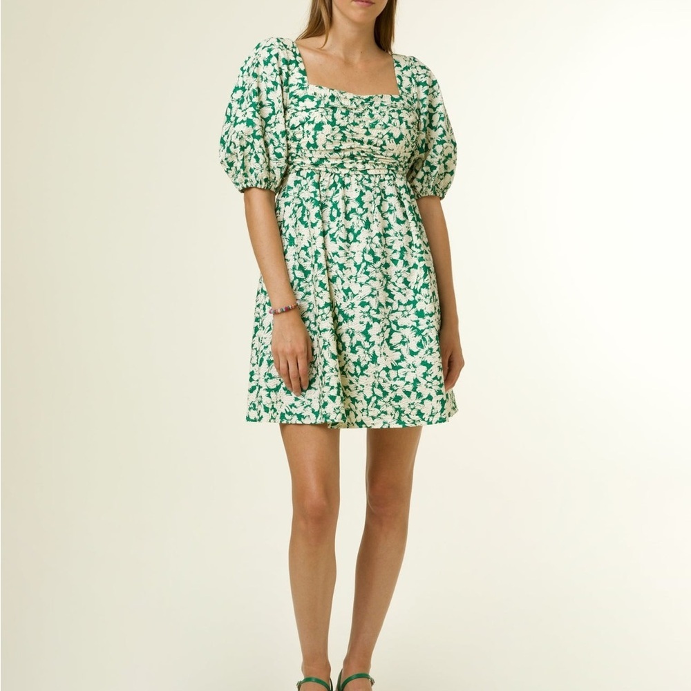 FRNCH Emy Green and White Floral Mini Dress